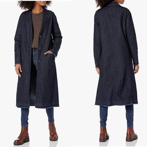 Levi’s Frayed Raw Hem Denim Duster Jacket Dark Jean Wash Size Small NWT